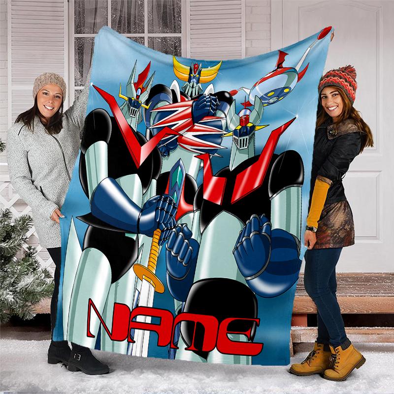 Personalized Custom Name Blanket - UFO Robo Grendizer Print Design,Blanket for Sofa,Bed,Travel,Camping - Soft and Warm, Great Gift