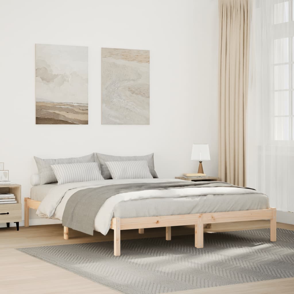 Vidaxl Dłuższe Łóżko Bez Materaca, 140X220 Cm, Lite Drewno Sosnowe