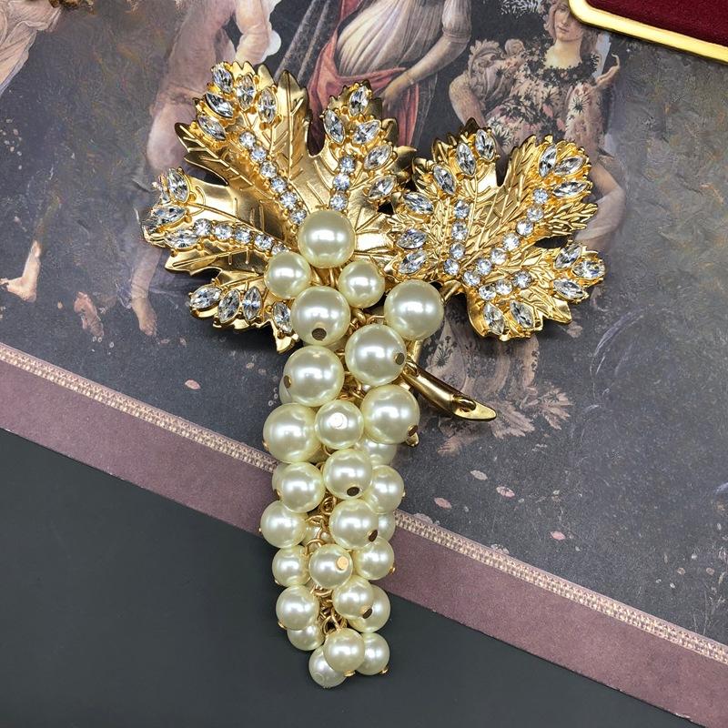 Броши NISHIZAWA Pearls для женщин Гипербола Инкрустированные стразами Винтажные украшения Дворцовый стиль Роскошные модные булавки для платья