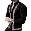 New Men's Simple Pattern Casual 3D Printed Long Sleeve Tongue Tip Office Shirt