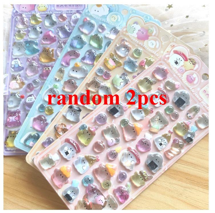 3D Yoyo Family Relief Sticker, Crystal Children's Cartoon Handmade Decorative Sticker, Suitable for Gifting and Decorating