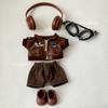AXLUCE Lovebu Clothing: Leather Jacket, Pants, Shoes, Headphones, and Goggles (Brown)