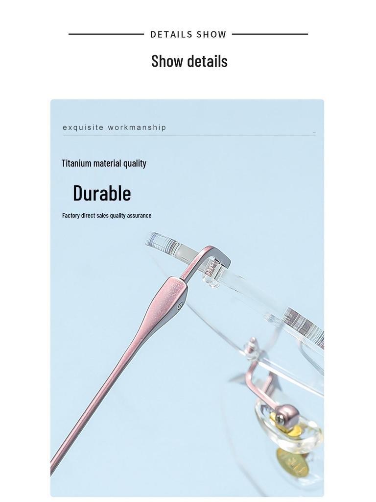 Высококлассные титановые безободковые очки для миопии для женщин: Сверхлегкие, модные и готовые к установке рецептурных линз