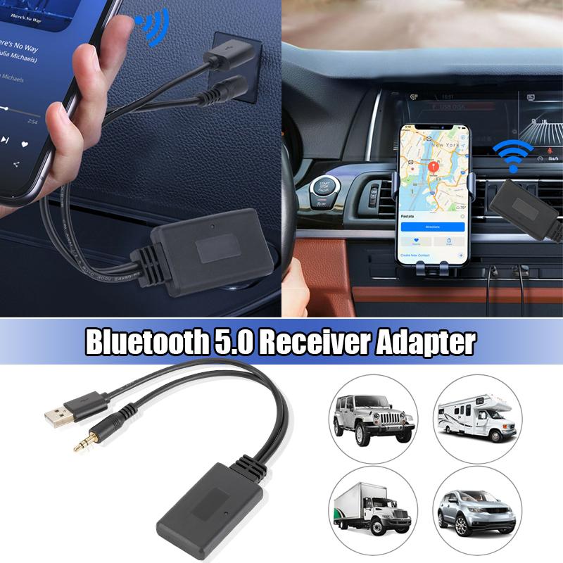 Универсальный автомобильный Bluetooth 5.0 приемник адаптер USB+3,5 мм разъем стерео аудио для автомобиля AUX динамик автомобильный музыкальный аудио приемник адаптер