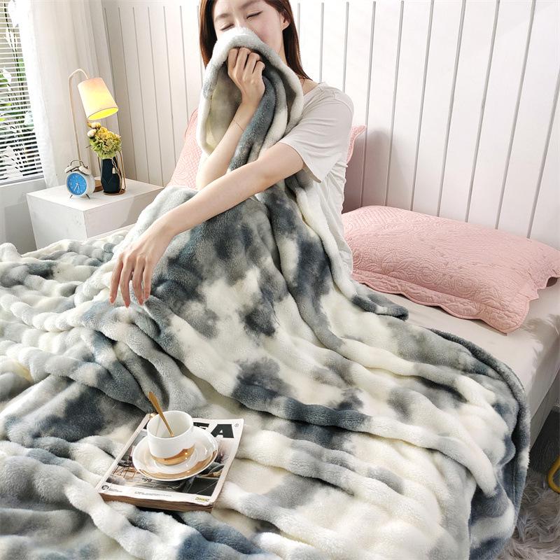 Colorful Gradient Bubble Velvet Rabbit Fur Blanket for Office or Sofa