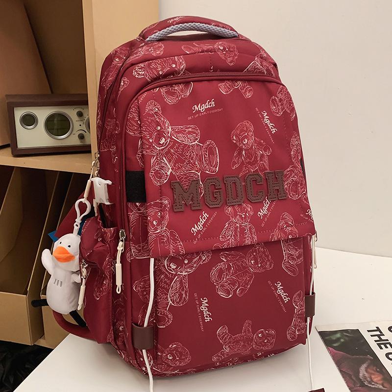 School Bag College Student Girl High School Student Burgundy Male Backpack Junior High School Student Elementary School Student