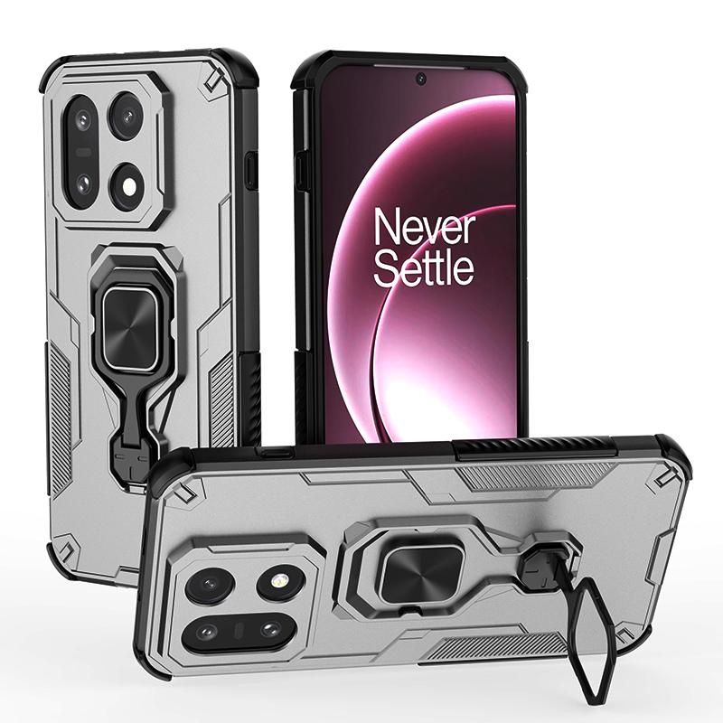 KEYSION Противоударный бронированный чехол для OnePlus 15 5G Силикон+ПК Вертикальная металлическая подставка-кольцо для телефона Задняя крышка для One Plus 1+ 15