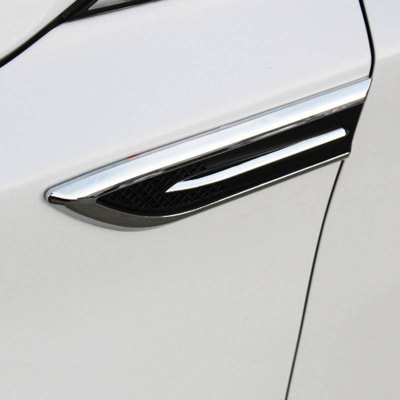 2pcs/lot 3D Sticker Car Hood Chrome Grille Shark Gill Simulation Air Flow Vent Auto Exterior Decoration Chrome Styling Stickers