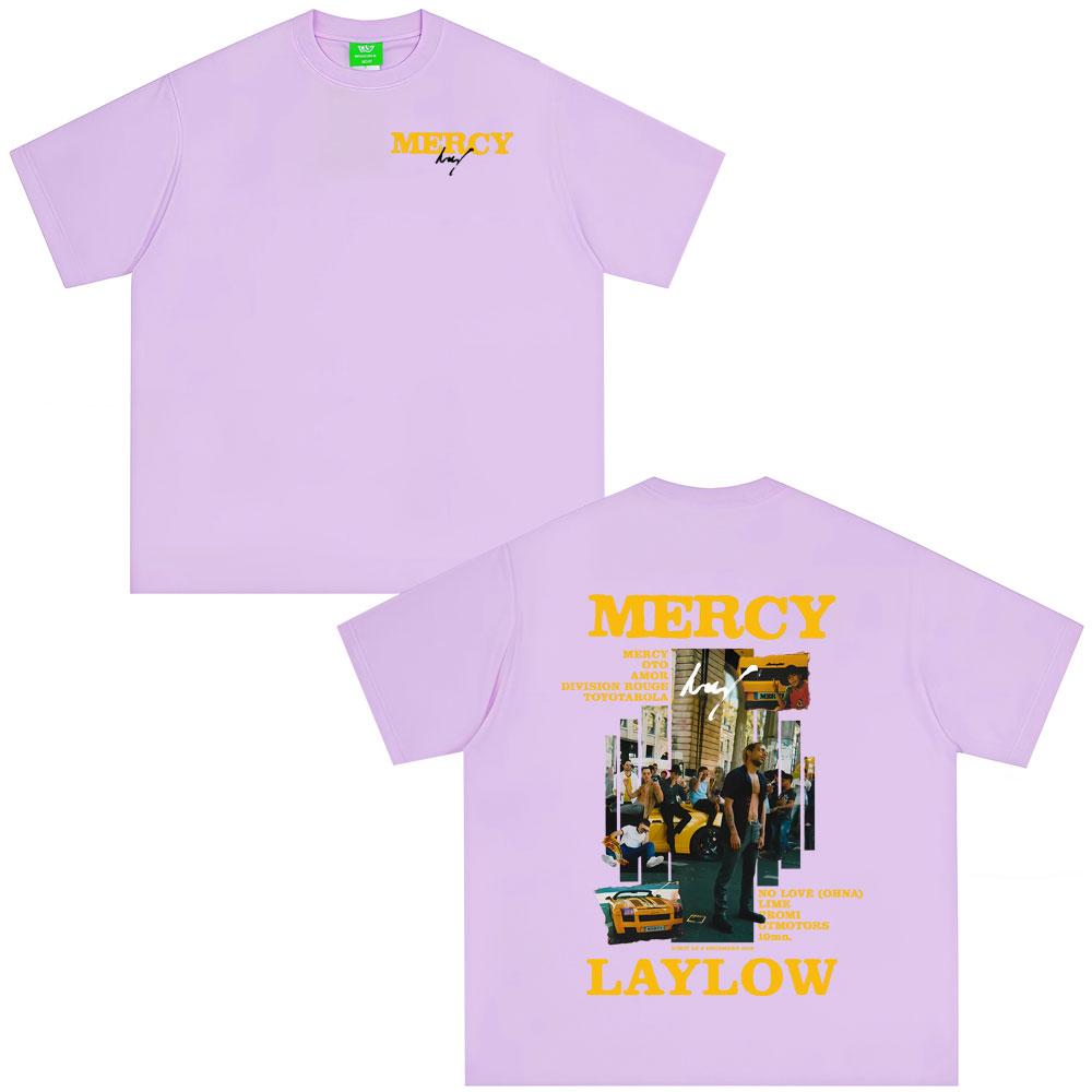Французский рэпер Laylow Футболки с графическим принтом Mercy Унисекс Женские Хип-хоп Мода Поп-музыка Футболки Винтажные Футболки Оверсайз Уличная мода