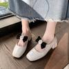 Hot Selling 2025 Shallow Mouth Shoes Branded Pumps Chunky Sandals for Women Beige High Heels Latest Mary Jane Fashion Retro Blo