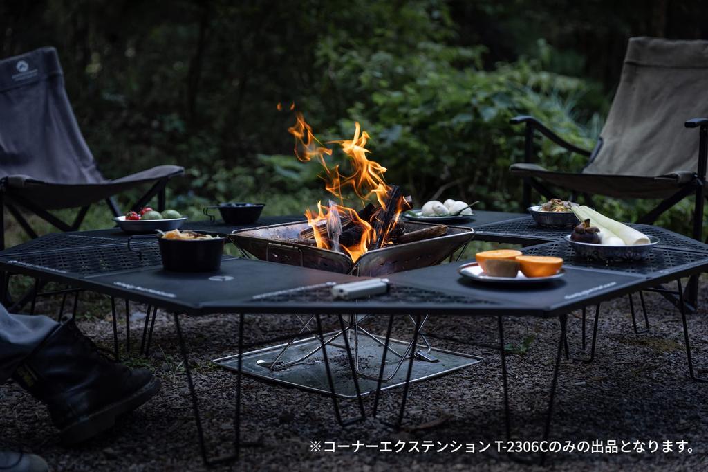 CAMPING MOON Field Rack Corner Extensions for Connecting Aluminum Tops, Set of 2, Black, Black Gear, T-2306-C-2P