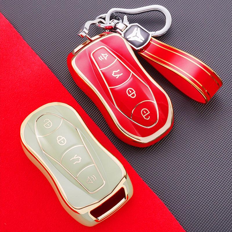 Для Geely Atlas Pro Boyue Tugella Azkarra FY11 Emgrand GS X6 SUV EC7 ТПУ чехол для ключей с золотым краем, защитный чехол для ключей, брелок, аксессуары