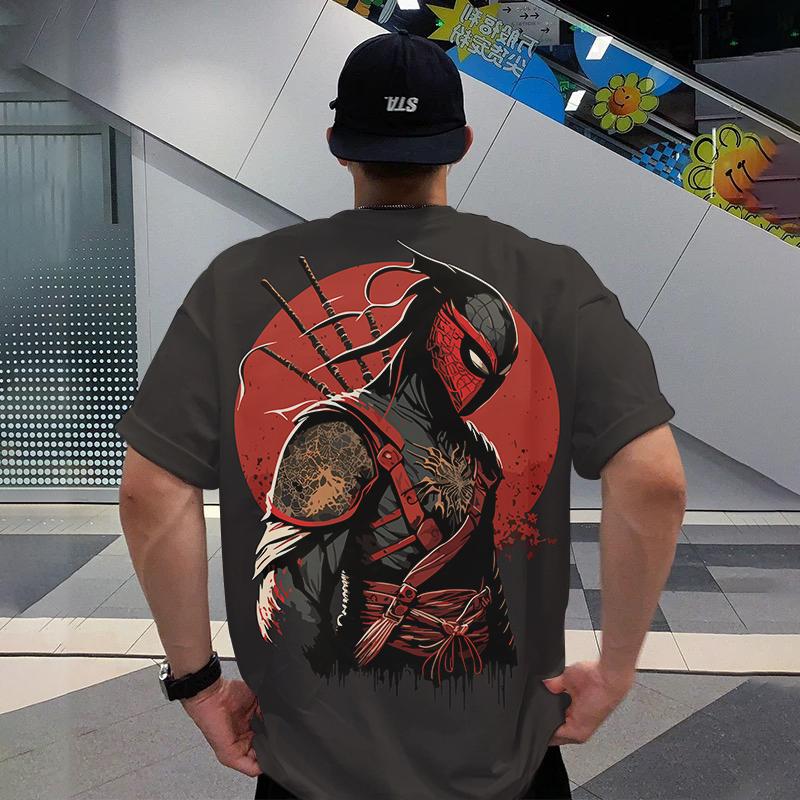 2024 мужские футболки с 3d японским самурайским принтом, мужская одежда, уличные топы в стиле Харадзюку, повседневные повседневные футболки большого размера с короткими рукавами