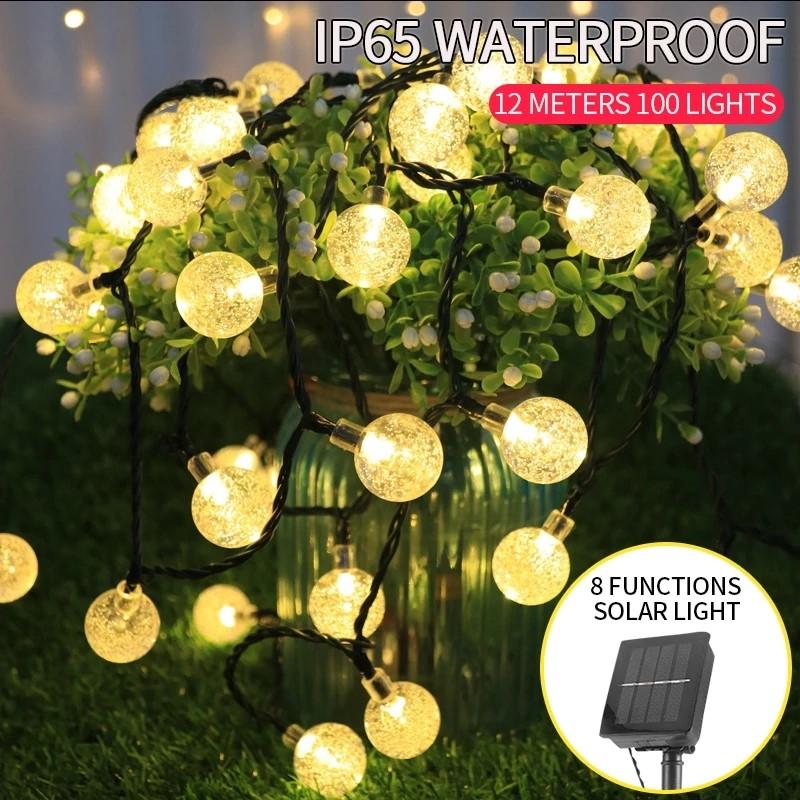 8 Modes Solar Light Crystal Ball 5M/7MLED String Lights Fairy Lights Garlands For Christmas Party Outdoor Decoration