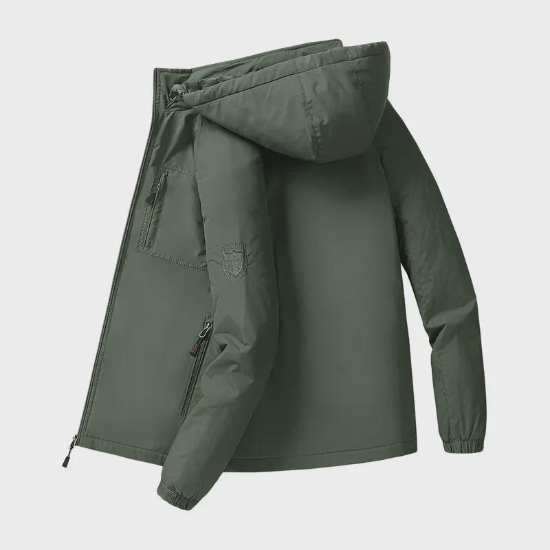 Men's Plus Size Waterproof Breathable Jacket - Medium To Long Style, Thick Velvet for Autumn & Winter Outdoor Wear