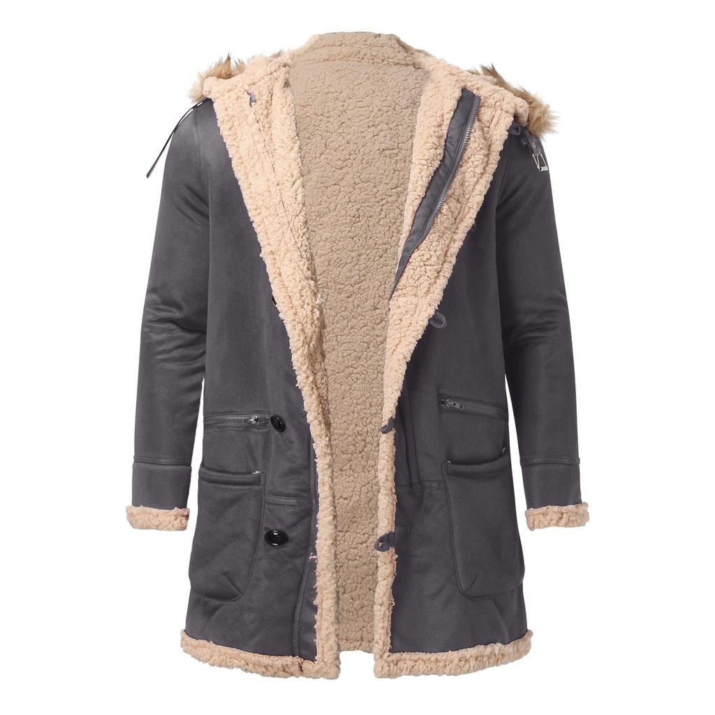 Мужская кашемировая куртка с искусственной подкладкой, мужская длинная замшевая куртка в стиле ретро, ​​пальто