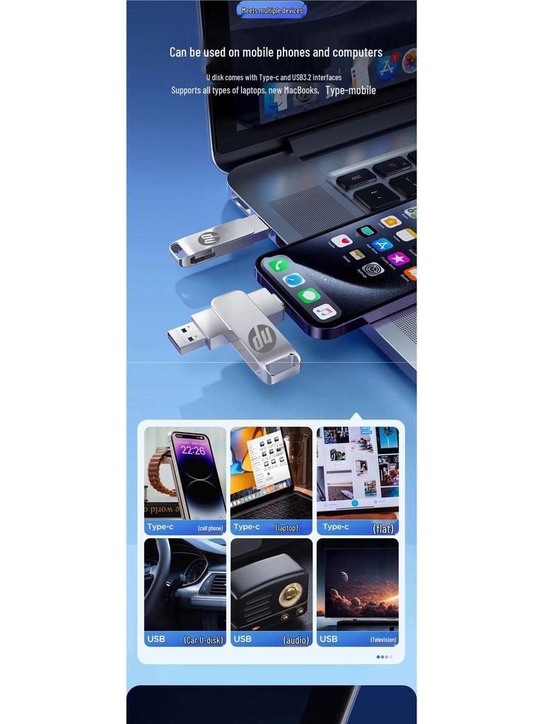 Флешка USB Type-C с двойным интерфейсом 512 ГБ для телефона и компьютера - Высокоскоростная, большой емкости с вариантами 256 ГБ/128 ГБ