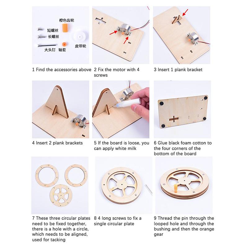 Diy Wooden Hand Cranked Generator Students Kids Physical Science Practical Toy