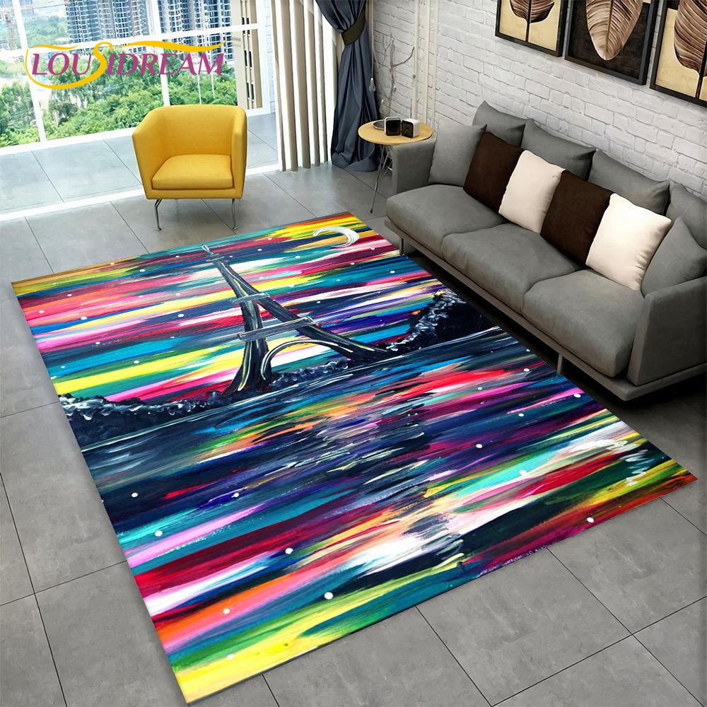 Франция Париж Эйфелева башня романтический художественный коврик, ковер для гостиной, спальни, дивана, коврик для кухни, декор, нескользящий напольный коврик