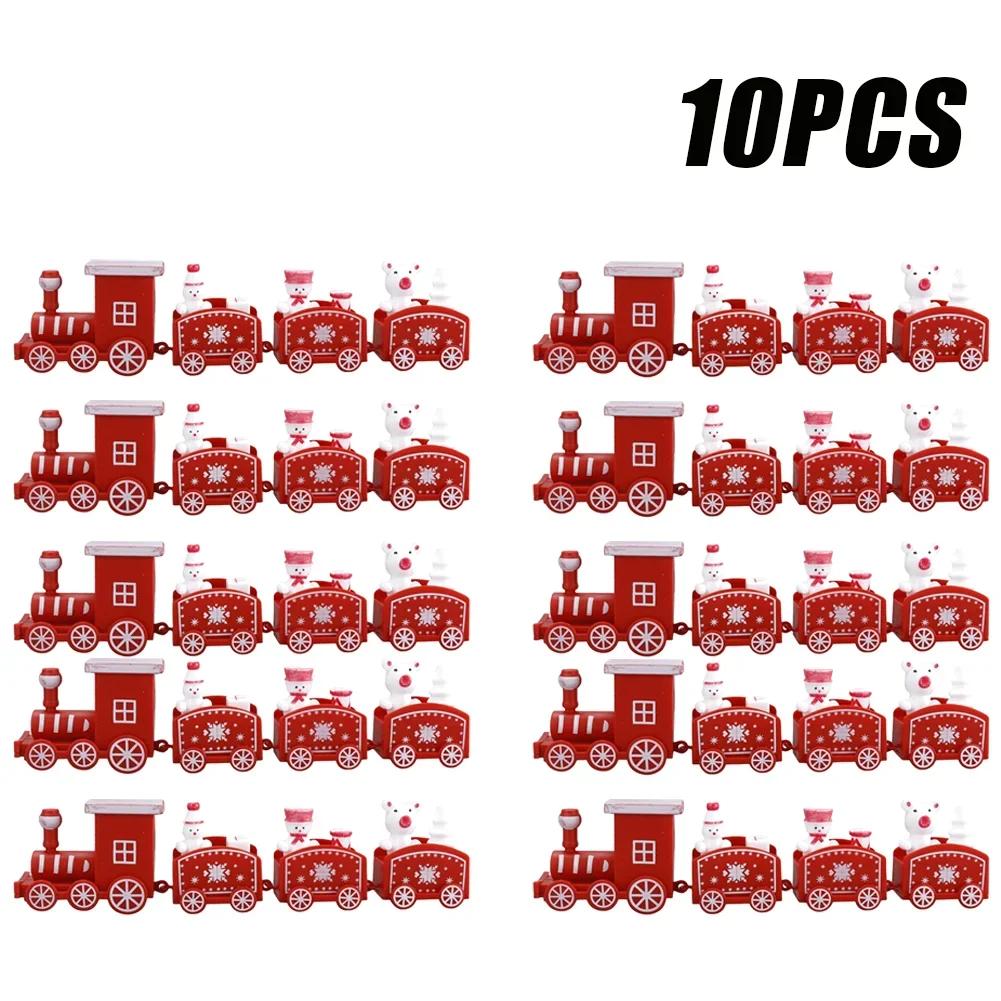 1-10PCS Christmas Train Decoration Mini Train Ornament Hanging Christmas Tree Decor Kids Gift Cake Topper Holiday Home Display