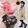 Cute Girls Boots New  Winter Leather Plush Children Shoes Fashion Casual Sports  Cotton Shoes Non-slip Kids Snow Boots
