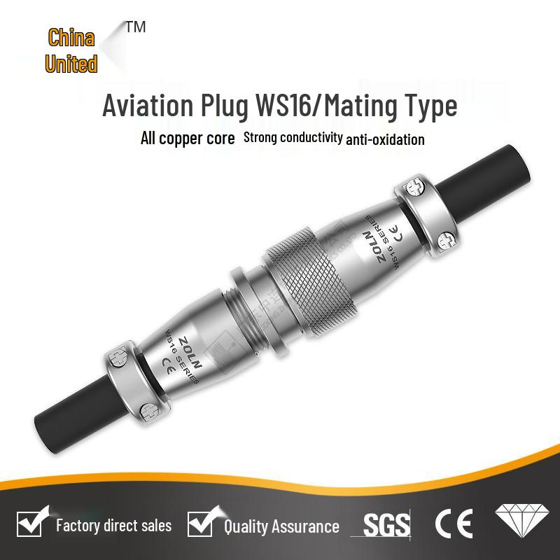 WS16 Aviation Plug Connector: Male & Female, 2-10 Pin Options, with Cable Four-Core Socket.