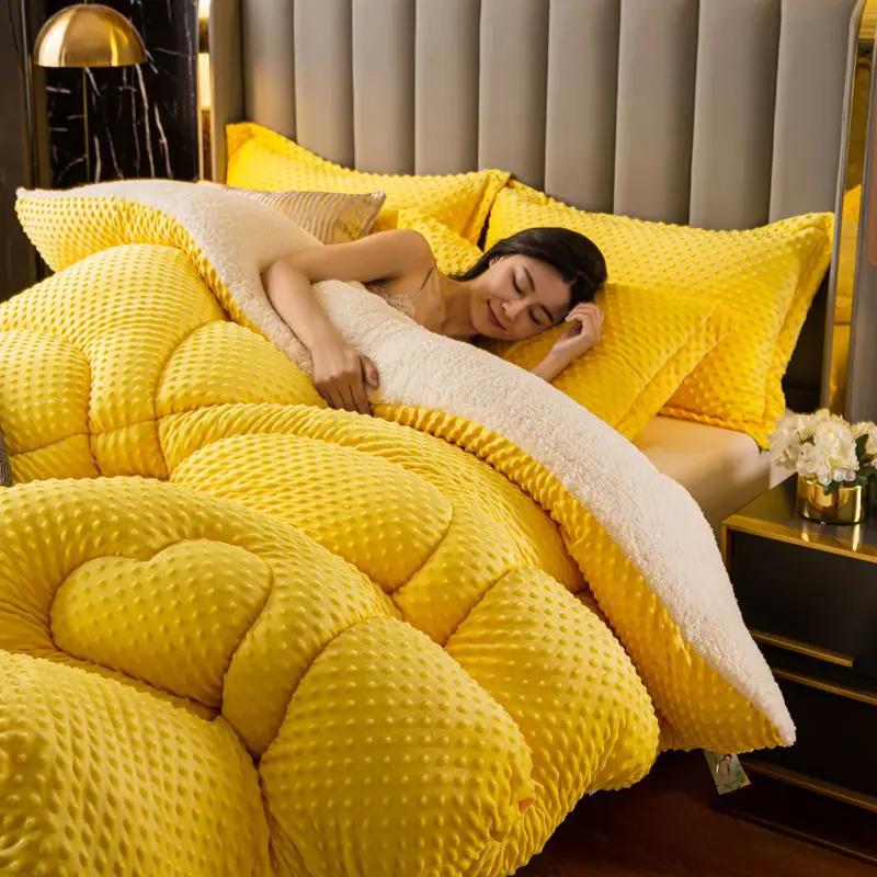 Двойное одеяло Очень теплое зимнее одеяло Кашемир ягненка и соевый флис Теплое шерстяное одеяло Утолщенное одеяло Наполнители для двуспальной кровати