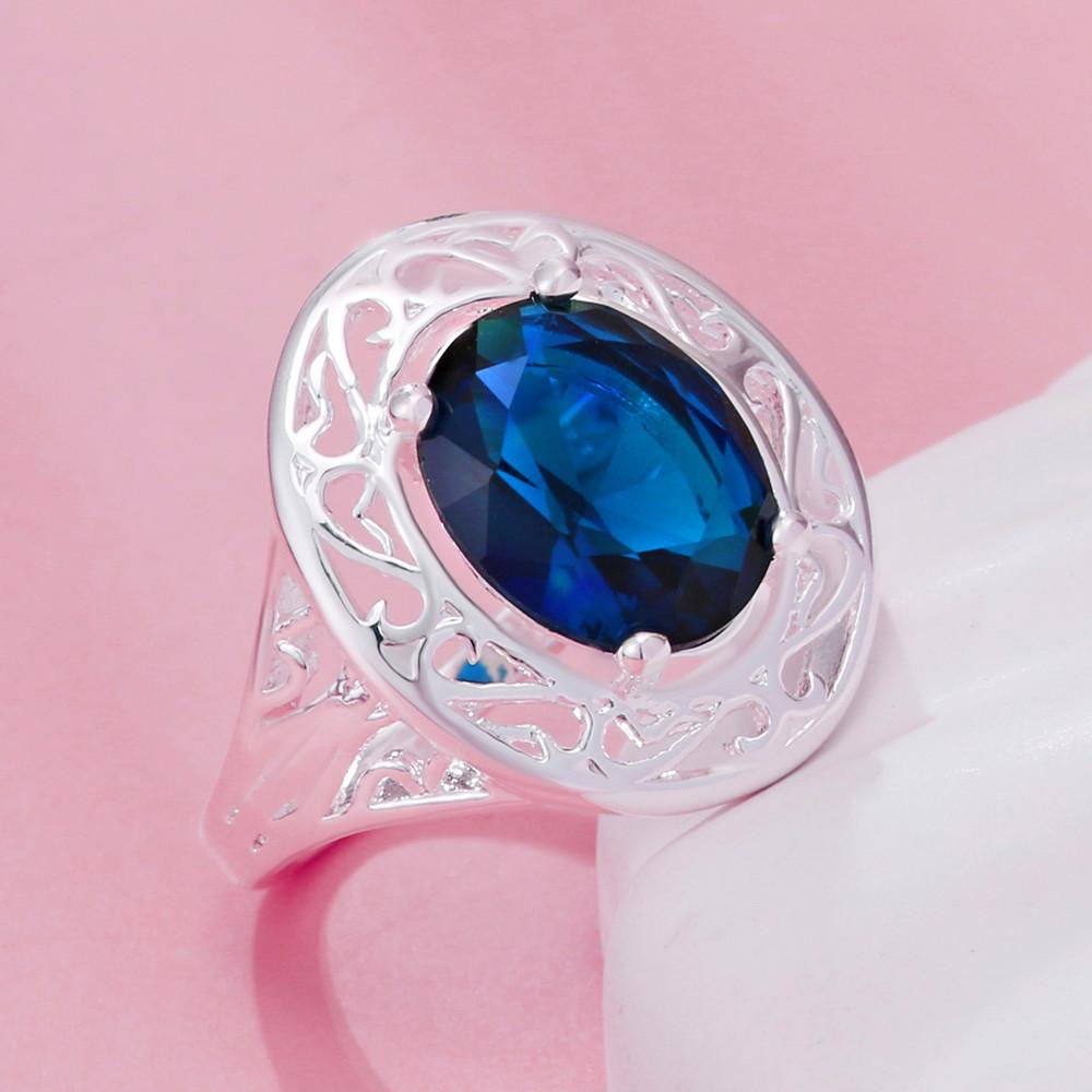 JewelryTop   Медные Элегантные Синие Хрустальные Ожерелья Кольца для Женщин Роскошные Модные Вечерние Свадебные Наборы Украшений Подарок
