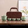 Celadon Ge Kiln Opening Film Can Raise Outdoor Portable Travel Tea Set, One Pot of Three Cups of Kuaike Tea Cup Gifts