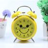 4-inch Metal Spray Paint Yellow Smiling Face Alarm Clock Night Light Creative Bell Children Student Seat Clock