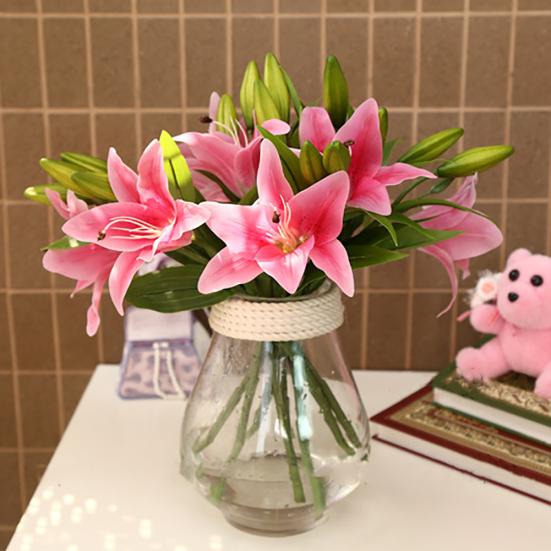 1 шт. 3 головки сладкий искусственный цветок поддельные лилии цветочный домашний декор для свадебной вечеринки