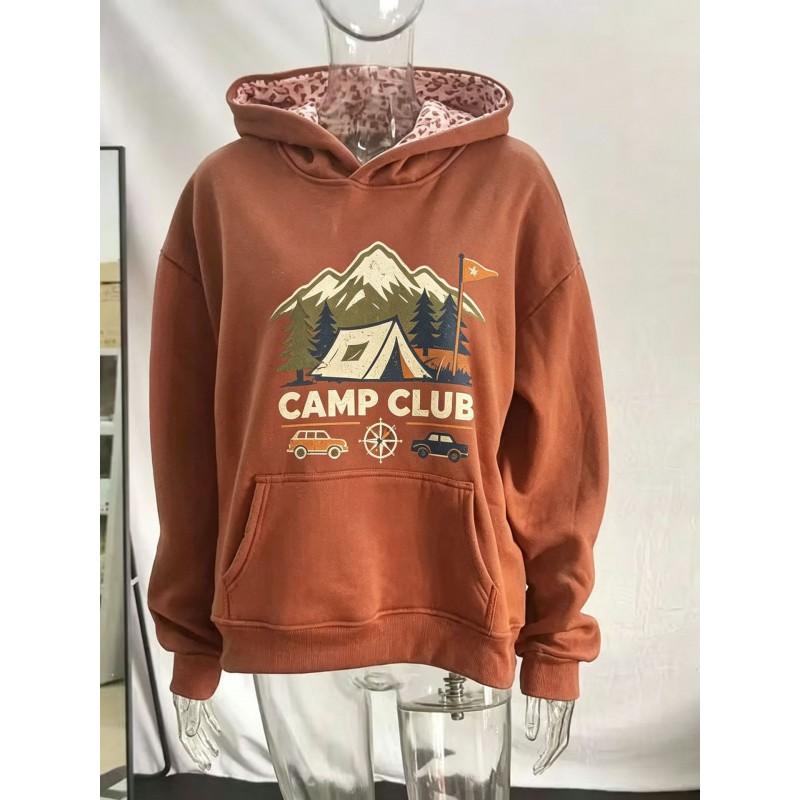 2026 Fall Winter Gothic Streetwear Hoodie Men Loose Fit Cotton Print Sweatshirt Casual Daily Wear