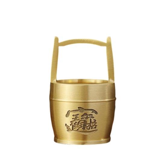 Lustrous Bucket Ornament Creative Long Lasting Decorative Brass A of Golden To Attract Wealth