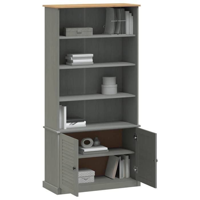 VidaXL Bibliothèque VIGO gris 85x35x170 cm bois massif de pin 353198