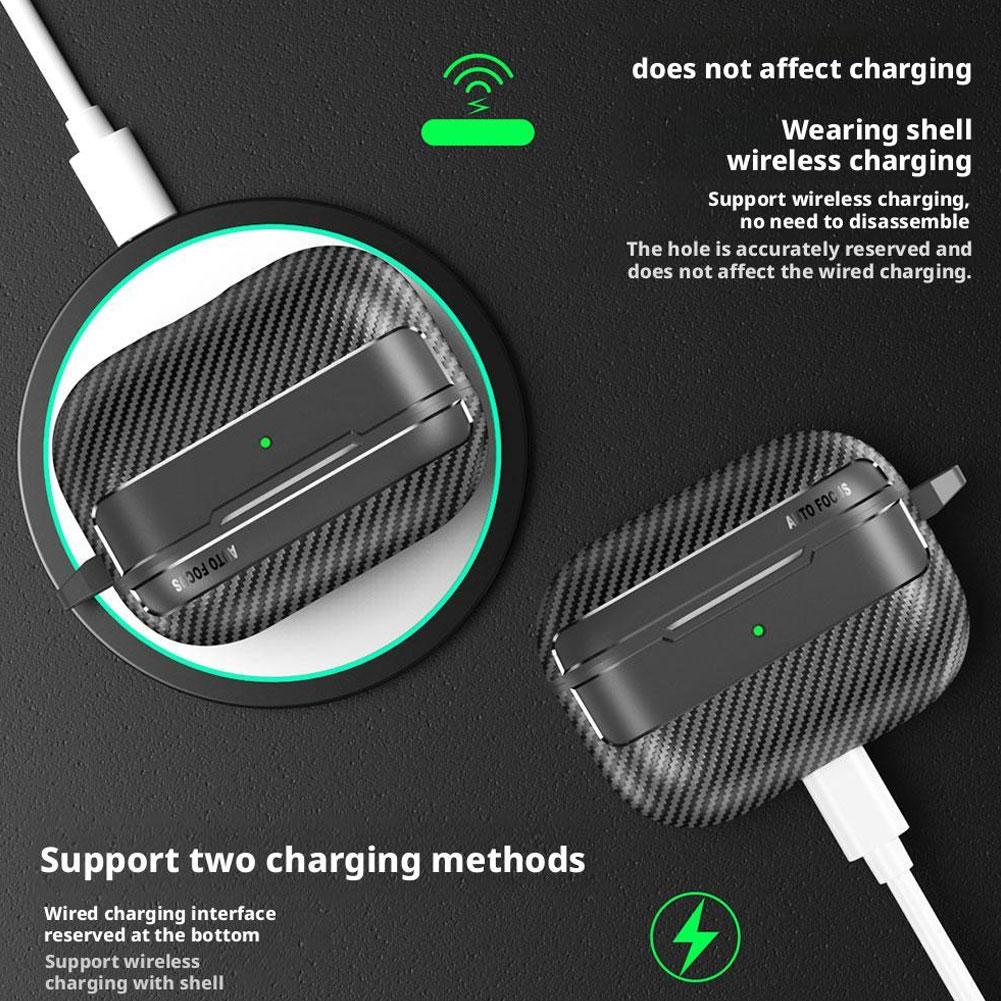 Для AirPods Pro 3 Чехол 2025 Чехол с текстурой углеродного волокна с карабином Противоударная беспроводная крышка для AirPods Pro 3