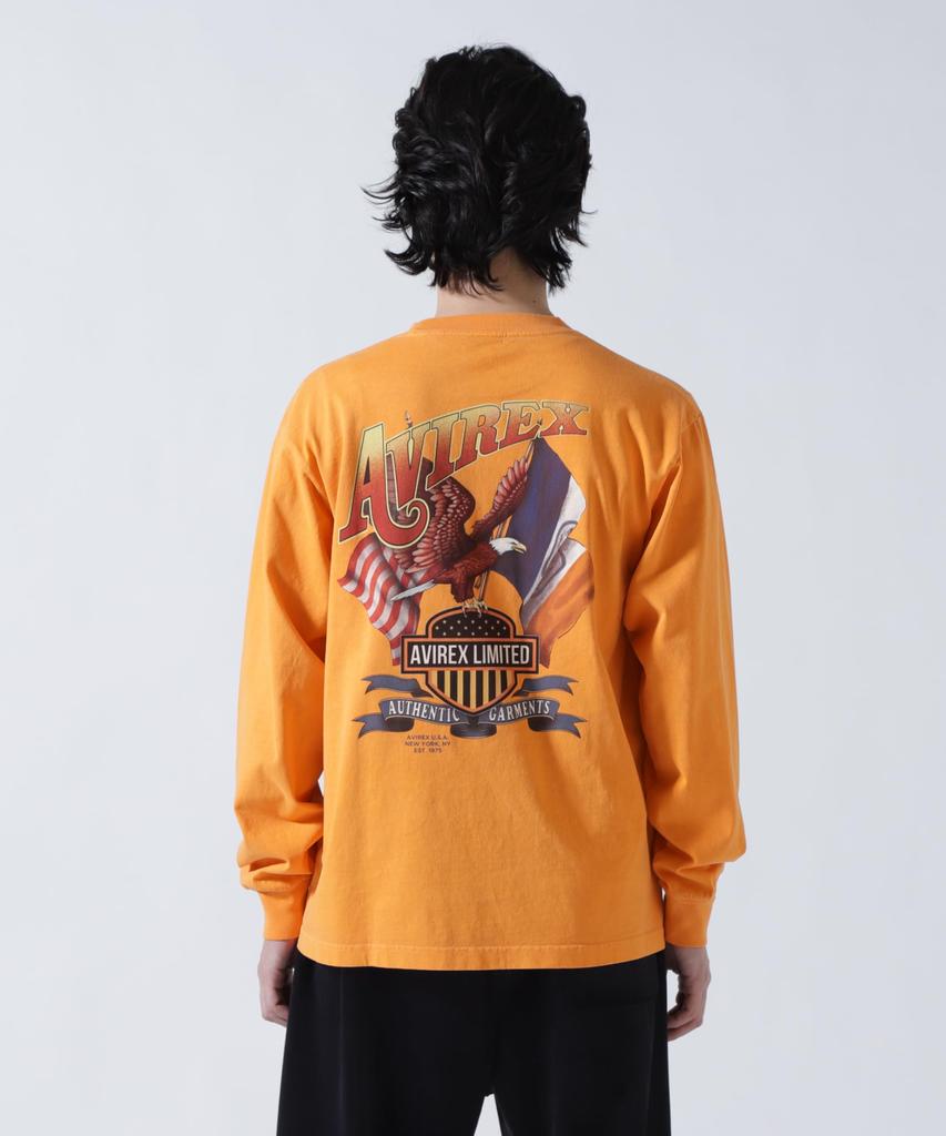 AVIREX EAGLE L/S T-SHIRT Men's 2XL Orange 783-6130003