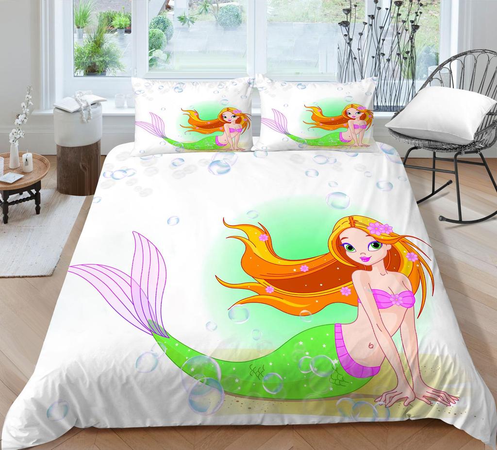 Комплект постельного белья с 3D узором русалки, пододеяльник с рисунком красоты, наволочка из 2 или 3 предметов, ткань из микрофибры, мягкое и удобное украшение для дома