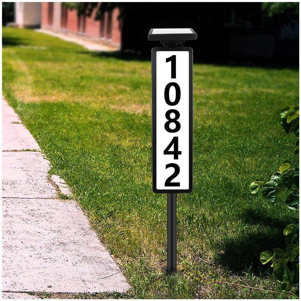 Solar-Powered Solar Doorplate Light Pole Mount Address Sign with Lightings  Garden