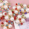 10Pcs Pearl Flower Rhinestone Buttons Sparkling Crystal Hairpins Diy Crafts