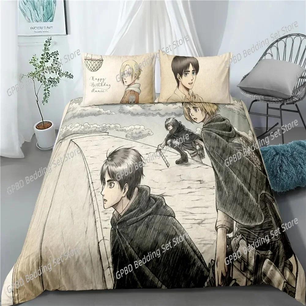Luxury New 3D Print Fashion Anime Attack on Titan Home Textile Pillow Case Duvet Covers Comforter Bedding Sets For Home Textiles
