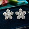 Huitan  Color Crystal Cubic Zirconia Flower Earrings for Women Fancy Ear Accessories Birthday Gift Piercing Trendy Jewelry