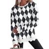 Женский свитшот с круглым вырезом, волнообразным подолом с фестонами и принтом для повседневной носки
