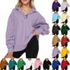 Women's Fashion Long Sleeve Solid Color V-Neck Loose Sweatshirt Top