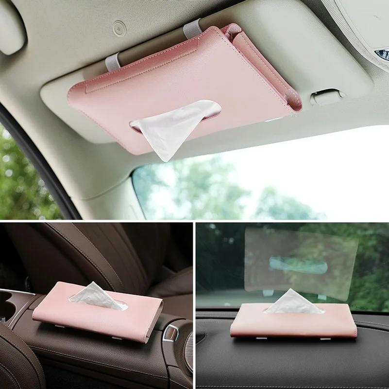1Pcs Car Sun Visor Tissue Box Holder Car Tissue Box Auto Interior Storage Decoration For Universal Car Accessories