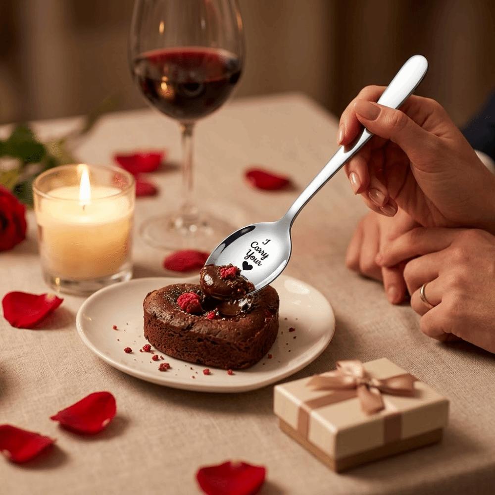 Engraved Design Key of Love Spoon Personalized Text Love Letter Spoon Romantic Gift