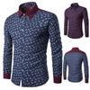Мужская повседневная рубашка с длинным рукавом, деловая приталенная рубашка с принтом, британская блузка, топ