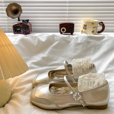 Французские трехцветные вечерние туфли Мэри Джейн на выбор, осень 2025, новые одинарные туфли на плоской подошве, кожаные туфли с открытым верхом