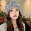 Korean Style Pearls Bow Woolen Hat Colorful Brimless Beanie Cap Knitted Pullover Hat  Women