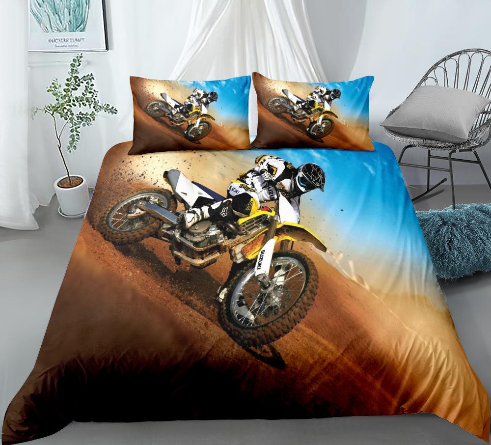 Comforter Motorbike Comforter Set Queen Size Boys Motocross Rider Teen Racing Motorcycle Dirt Bike Bedding Set