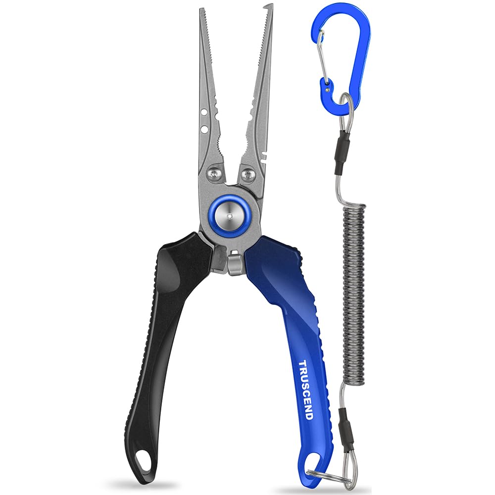 TRUSCEND Aluminum with Fishing Pliers with Safety PTFE Saltwater Hook Needle Line Stainless High (Truscend) [Aviation Lock] Rope, Coated,